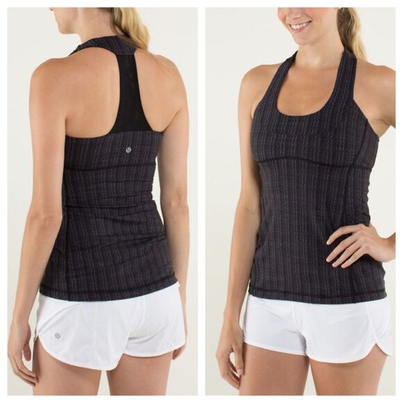 Lululemon Scoop Neck Tank Luon Light Ziggy Wee September Black / Black Size 6 - Picture 1 of 8
